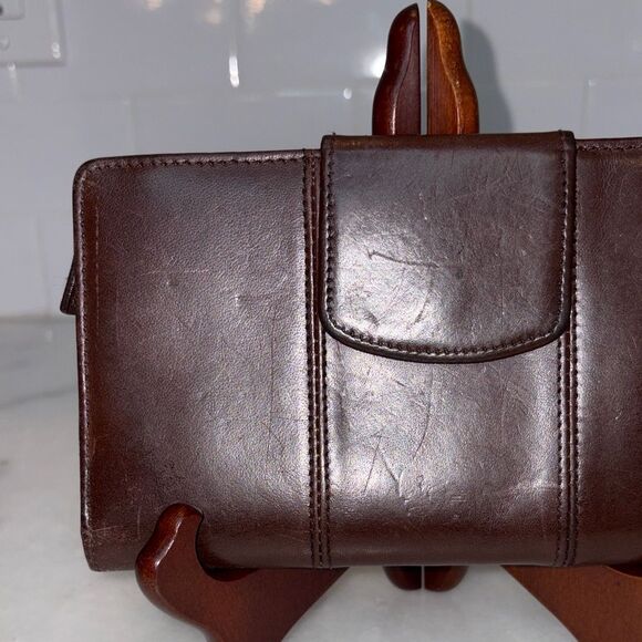 Mundi Wallet Smooth Italian Leather Bifold Compact Snap Flap - Picture 2 of 16